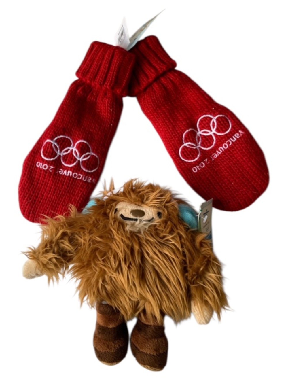 NWT 2010 Vancouver Olympics Set: Quatchi Plush Mascot & Iconic Red Mittens